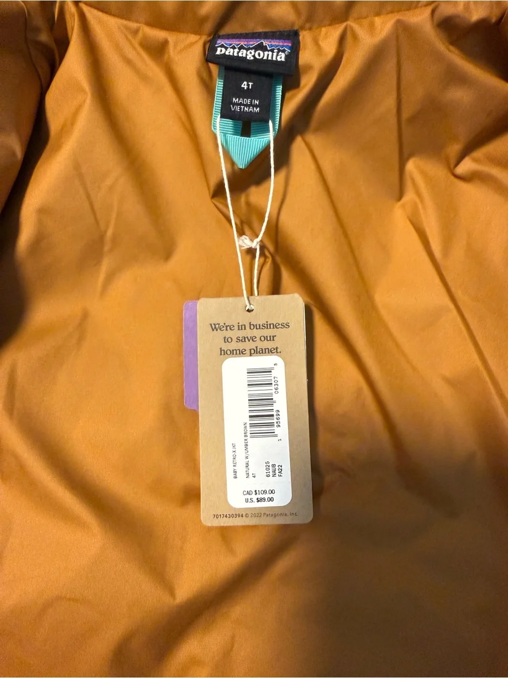 Patagonia Baby Retro-X Jacket 4T NWT Sherpa Jacket with Teal Trim and Tan Pocket
